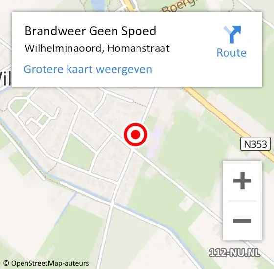 Locatie op kaart van de 112 melding: Brandweer Geen Spoed Naar Wilhelminaoord, Homanstraat op 9 oktober 2019 12:02