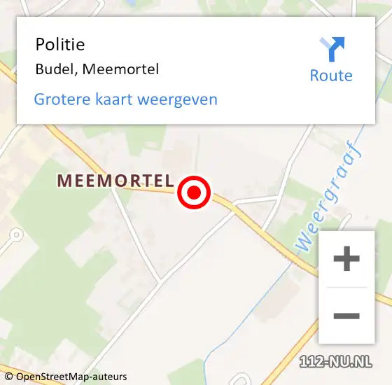 Locatie op kaart van de 112 melding: Politie Budel, Meemortel op 9 oktober 2019 12:08