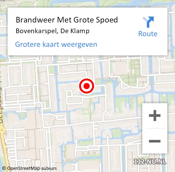 Locatie op kaart van de 112 melding: Brandweer Met Grote Spoed Naar Bovenkarspel, De Klamp op 9 oktober 2019 13:20