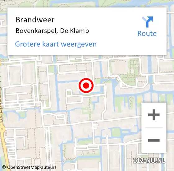 Locatie op kaart van de 112 melding: Brandweer Bovenkarspel, De Klamp op 9 oktober 2019 13:23