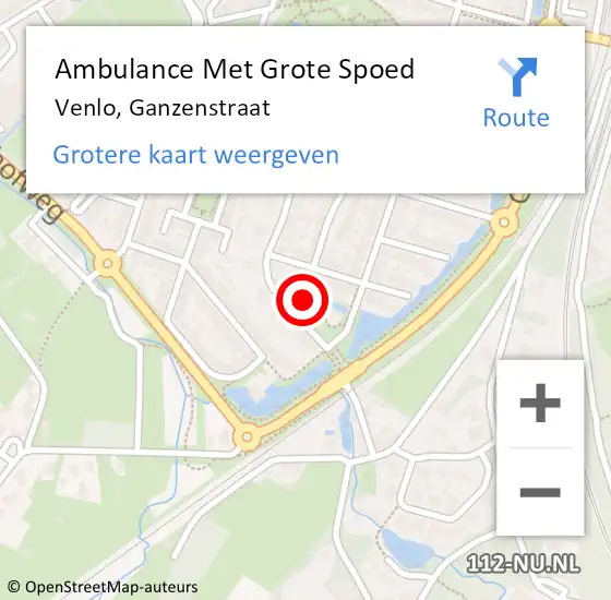 Locatie op kaart van de 112 melding: Ambulance Met Grote Spoed Naar Venlo, Ganzenstraat op 9 oktober 2019 14:29