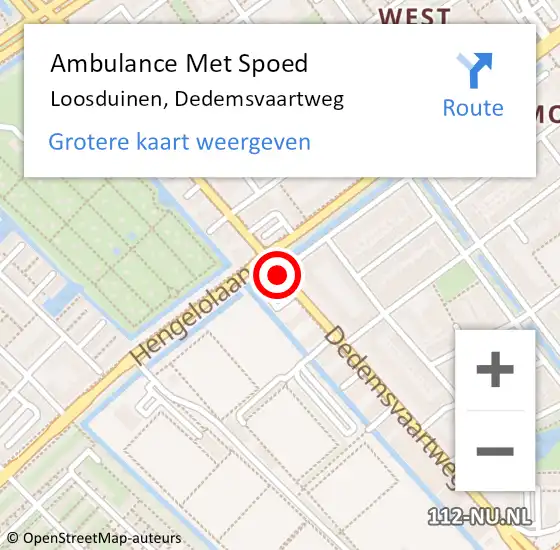 Locatie op kaart van de 112 melding: Ambulance Met Spoed Naar Loosduinen, Dedemsvaartweg op 9 oktober 2019 14:45