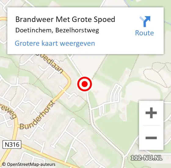 Locatie op kaart van de 112 melding: Brandweer Met Grote Spoed Naar Doetinchem, Bezelhorstweg op 9 oktober 2019 14:47