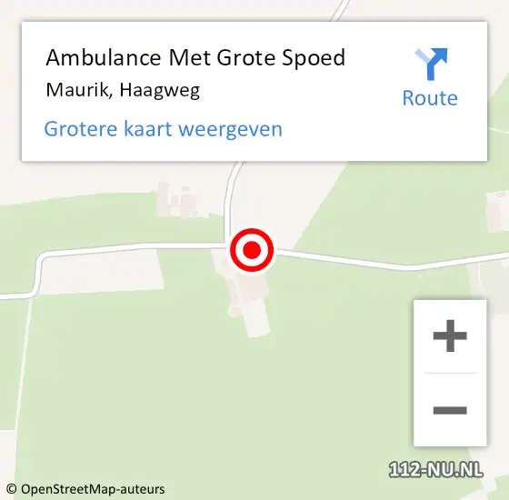 Locatie op kaart van de 112 melding: Ambulance Met Grote Spoed Naar Maurik, Haagweg op 9 oktober 2019 15:00