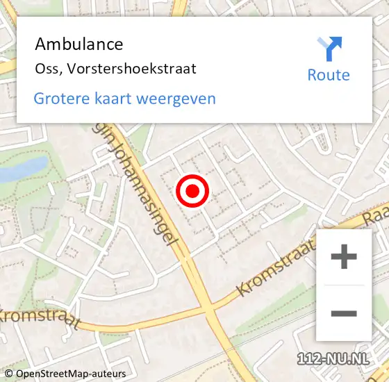 Locatie op kaart van de 112 melding: Ambulance Oss, Vorstershoekstraat op 9 oktober 2019 16:26