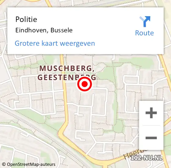 Locatie op kaart van de 112 melding: Politie Eindhoven, Bussele op 9 oktober 2019 17:29