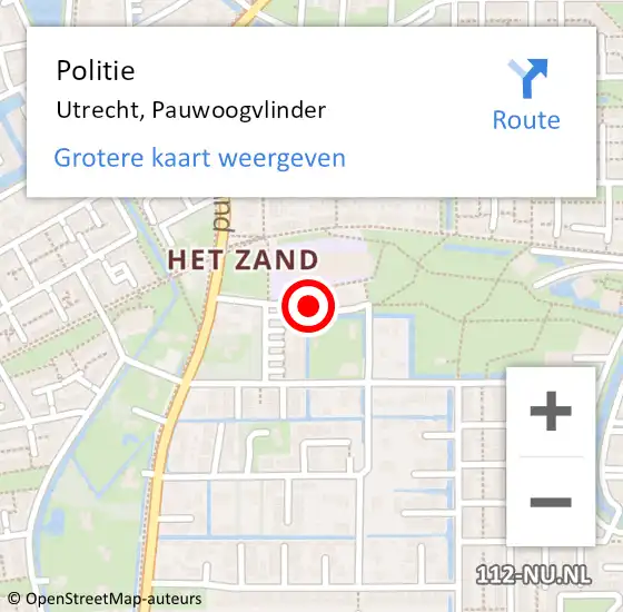 Locatie op kaart van de 112 melding: Politie Utrecht, Pauwoogvlinder op 9 oktober 2019 17:54