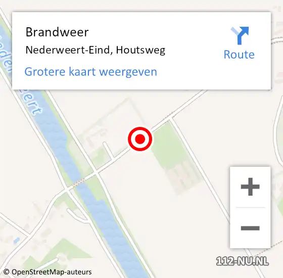 Locatie op kaart van de 112 melding: Brandweer Nederweert-Eind, Houtsweg op 9 oktober 2019 18:07