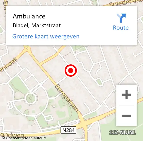 Locatie op kaart van de 112 melding: Ambulance Bladel, Marktstraat op 9 oktober 2019 18:34