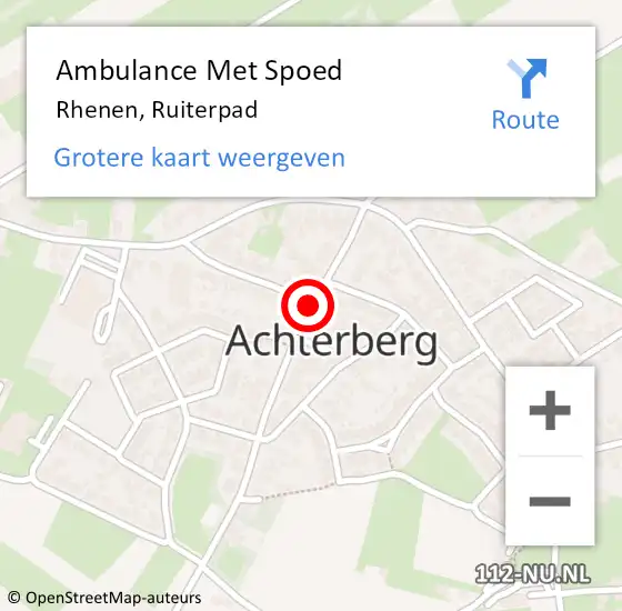 Locatie op kaart van de 112 melding: Ambulance Met Spoed Naar Rhenen, Ruiterpad op 9 oktober 2019 18:58