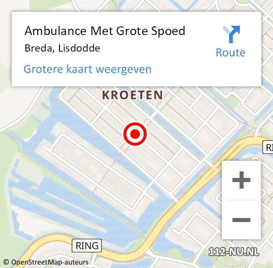 Locatie op kaart van de 112 melding: Ambulance Met Grote Spoed Naar Breda, Lisdodde op 9 oktober 2019 19:14