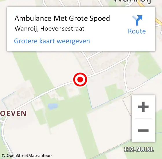 Locatie op kaart van de 112 melding: Ambulance Met Grote Spoed Naar Wanroij, Hoevensestraat op 9 oktober 2019 21:23