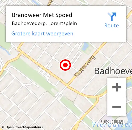 Locatie op kaart van de 112 melding: Brandweer Met Spoed Naar Badhoevedorp, Lorentzplein op 9 oktober 2019 22:51