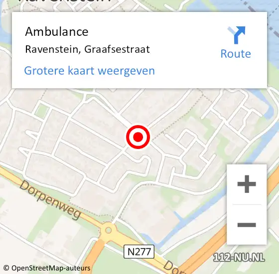 Locatie op kaart van de 112 melding: Ambulance Ravenstein, Graafsestraat op 9 oktober 2019 23:42