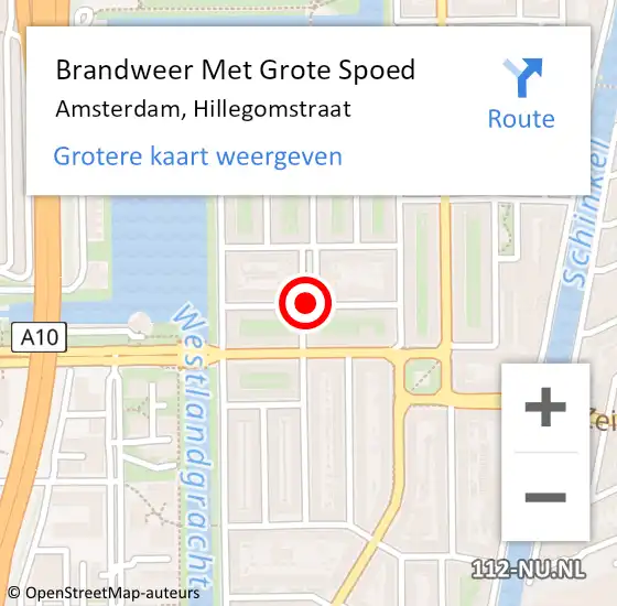 Locatie op kaart van de 112 melding: Brandweer Met Grote Spoed Naar Amsterdam, Hillegomstraat op 10 oktober 2019 00:27