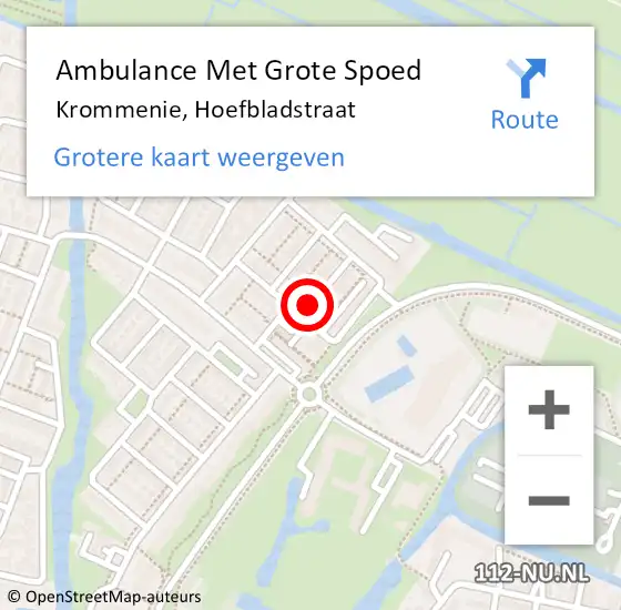 Locatie op kaart van de 112 melding: Ambulance Met Grote Spoed Naar Krommenie, Hoefbladstraat op 10 oktober 2019 00:49