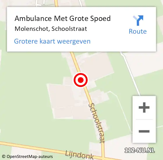 Locatie op kaart van de 112 melding: Ambulance Met Grote Spoed Naar Molenschot, Schoolstraat op 10 oktober 2019 00:51