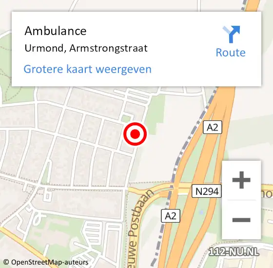 Locatie op kaart van de 112 melding: Ambulance Urmond, Armstrongstraat op 16 april 2014 10:08
