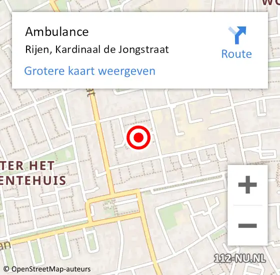 Locatie op kaart van de 112 melding: Ambulance Rijen, Kardinaal de Jongstraat op 10 oktober 2019 07:50