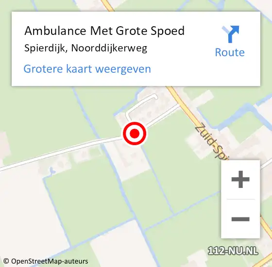Locatie op kaart van de 112 melding: Ambulance Met Grote Spoed Naar Spierdijk, Noorddijkerweg op 10 oktober 2019 08:14