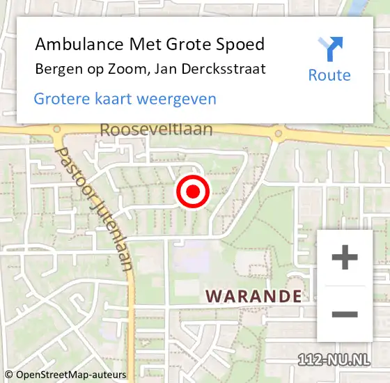 Locatie op kaart van de 112 melding: Ambulance Met Grote Spoed Naar Bergen op Zoom, Jan Dercksstraat op 10 oktober 2019 09:10