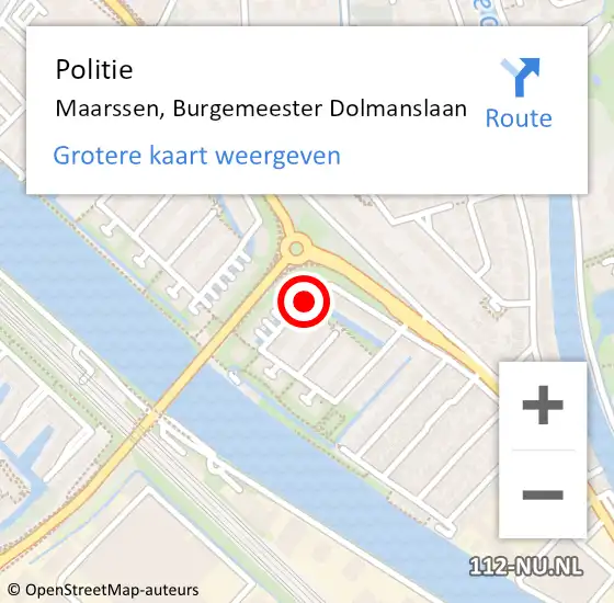 Locatie op kaart van de 112 melding: Politie Maarssen, Burgemeester Dolmanslaan op 10 oktober 2019 10:59