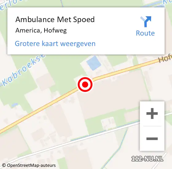 Locatie op kaart van de 112 melding: Ambulance Met Spoed Naar America, Hofweg op 10 oktober 2019 11:05