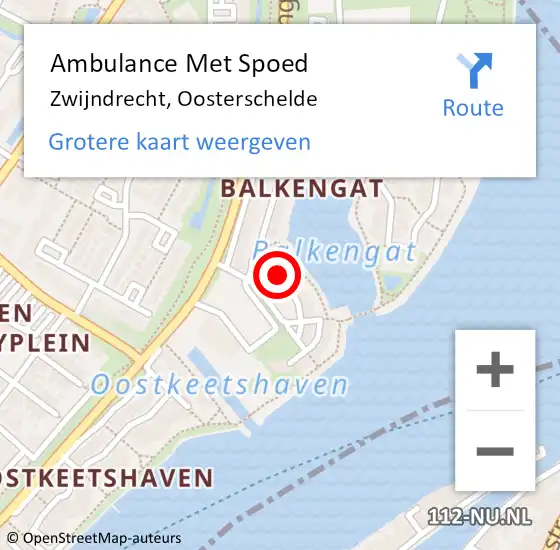 Locatie op kaart van de 112 melding: Ambulance Met Spoed Naar Zwijndrecht, Oosterschelde op 10 oktober 2019 11:20