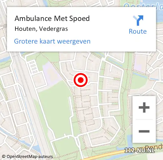 Locatie op kaart van de 112 melding: Ambulance Met Spoed Naar Houten, Vedergras op 16 april 2014 10:44