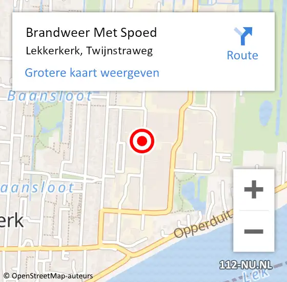 Locatie op kaart van de 112 melding: Brandweer Met Spoed Naar Lekkerkerk, Twijnstraweg op 10 oktober 2019 11:56