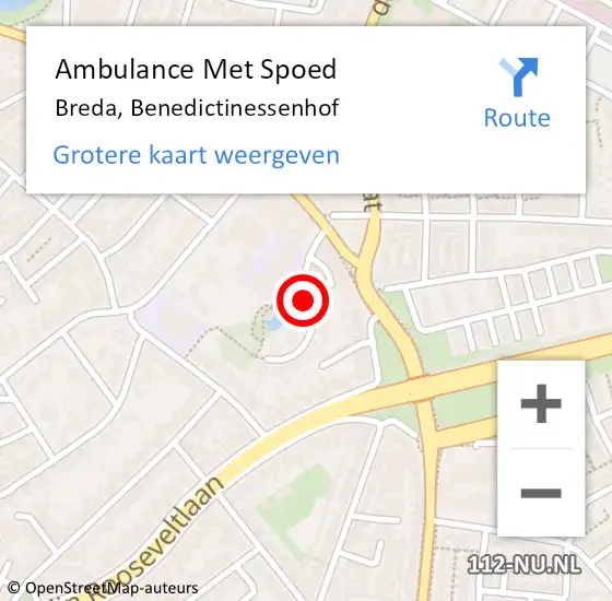 Locatie op kaart van de 112 melding: Ambulance Met Spoed Naar Breda, Benedictinessenhof op 10 oktober 2019 11:57