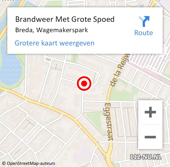 Locatie op kaart van de 112 melding: Brandweer Met Grote Spoed Naar Breda, Wagemakerspark op 10 oktober 2019 11:58