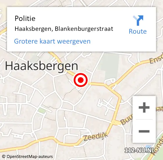 Locatie op kaart van de 112 melding: Politie Haaksbergen, Blankenburgerstraat op 10 oktober 2019 12:20