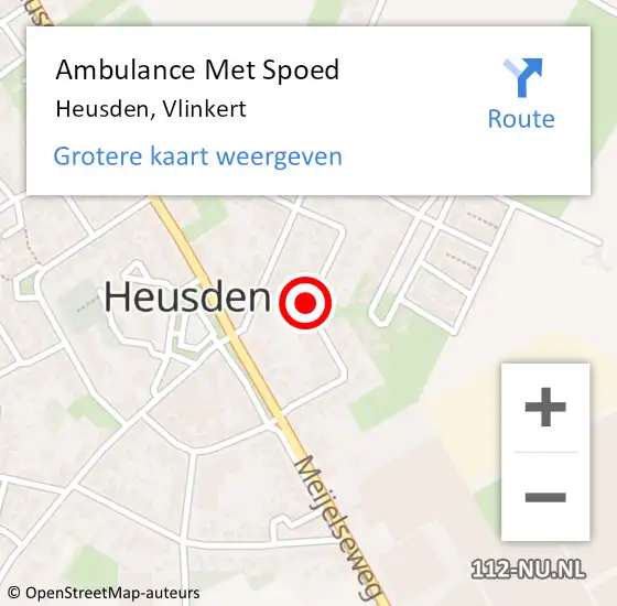 Locatie op kaart van de 112 melding: Ambulance Met Spoed Naar Heusden, Vlinkert op 10 oktober 2019 12:21