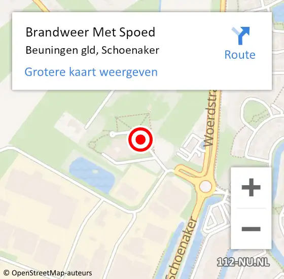 Locatie op kaart van de 112 melding: Brandweer Met Spoed Naar Beuningen gld, Schoenaker op 10 oktober 2019 12:41