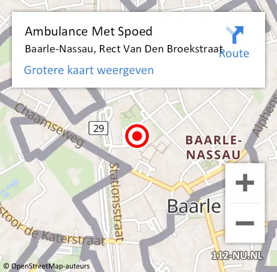 Locatie op kaart van de 112 melding: Ambulance Met Spoed Naar Baarle-Nassau, Rect Van Den Broekstraat op 10 oktober 2019 12:44