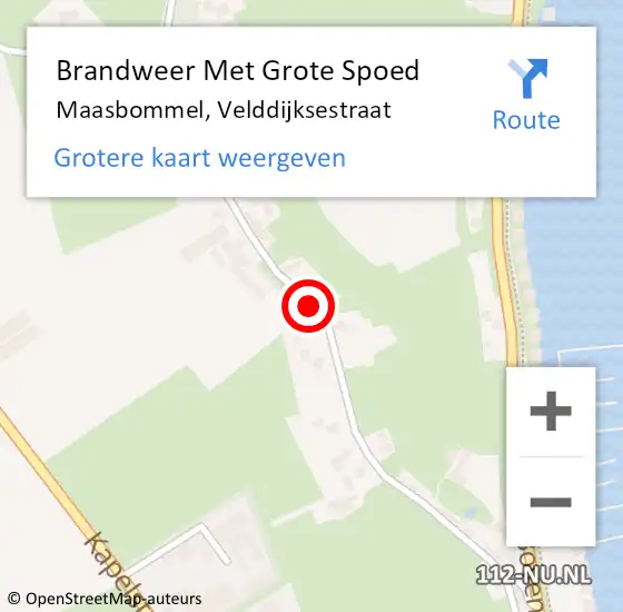 Locatie op kaart van de 112 melding: Brandweer Met Grote Spoed Naar Maasbommel, Velddijksestraat op 10 oktober 2019 12:52