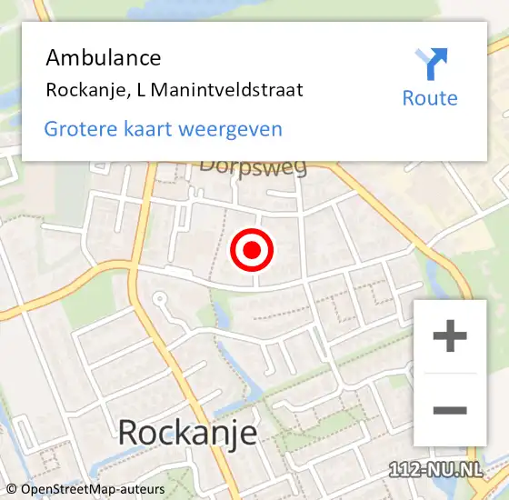 Locatie op kaart van de 112 melding: Ambulance Rockanje, L Manintveldstraat op 10 oktober 2019 12:54