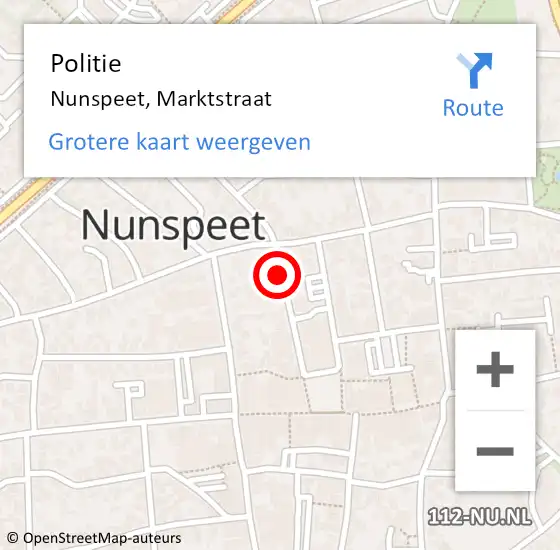 Locatie op kaart van de 112 melding: Politie Nunspeet, Marktstraat op 10 oktober 2019 13:19