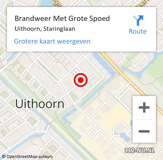 Locatie op kaart van de 112 melding: Brandweer Met Grote Spoed Naar Uithoorn, Staringlaan op 10 oktober 2019 13:40