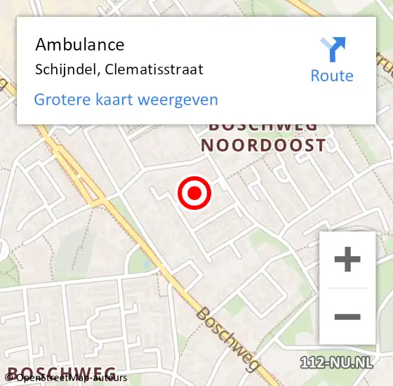 Locatie op kaart van de 112 melding: Ambulance Schijndel, Clematisstraat op 10 oktober 2019 14:24