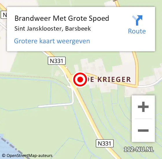 Locatie op kaart van de 112 melding: Brandweer Met Grote Spoed Naar Sint Jansklooster, Barsbeek op 28 september 2013 23:05