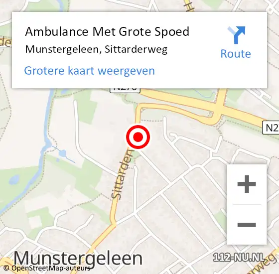 Locatie op kaart van de 112 melding: Ambulance Met Grote Spoed Naar Munstergeleen, Sittarderweg op 16 april 2014 11:02