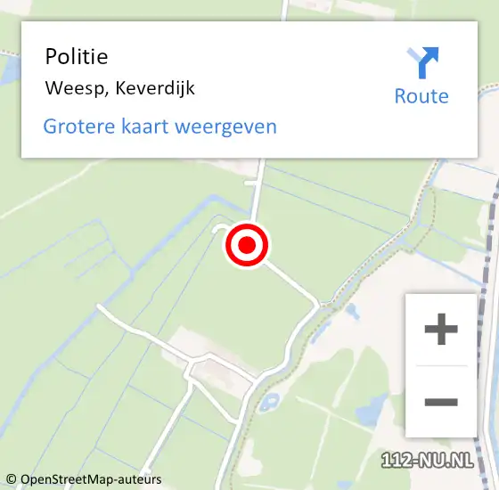 Locatie op kaart van de 112 melding: Politie Weesp, Keverdijk op 10 oktober 2019 14:54