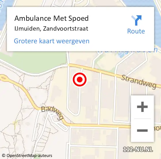 Locatie op kaart van de 112 melding: Ambulance Met Spoed Naar IJmuiden, Zandvoortstraat op 10 oktober 2019 15:06