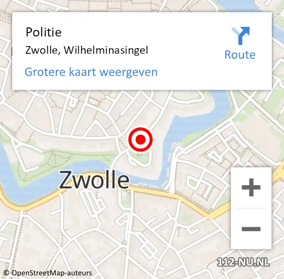 Locatie op kaart van de 112 melding: Politie Zwolle, Wilhelminasingel op 10 oktober 2019 15:08