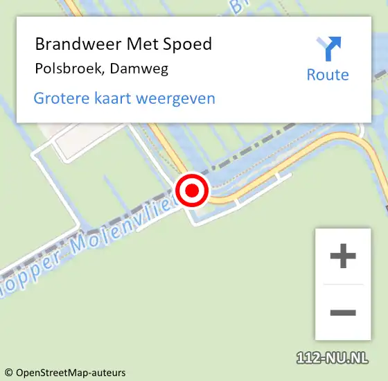 Locatie op kaart van de 112 melding: Brandweer Met Spoed Naar Polsbroek, Damweg op 10 oktober 2019 16:54