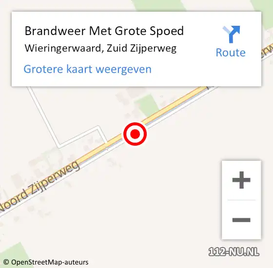 Locatie op kaart van de 112 melding: Brandweer Met Grote Spoed Naar Wieringerwaard, Zuid Zijperweg op 10 oktober 2019 16:59