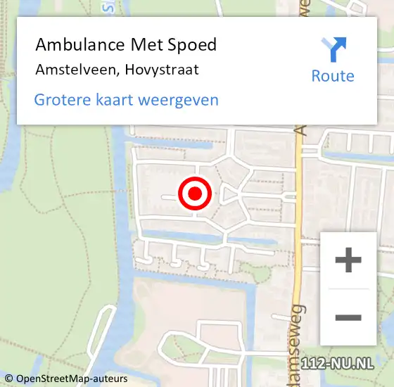 Locatie op kaart van de 112 melding: Ambulance Met Spoed Naar Amstelveen, Hovystraat op 10 oktober 2019 17:08