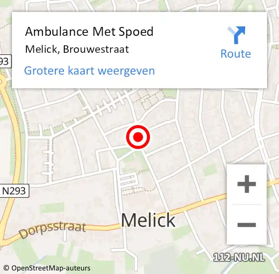 Locatie op kaart van de 112 melding: Ambulance Met Spoed Naar Melick, Brouwestraat op 10 oktober 2019 17:33